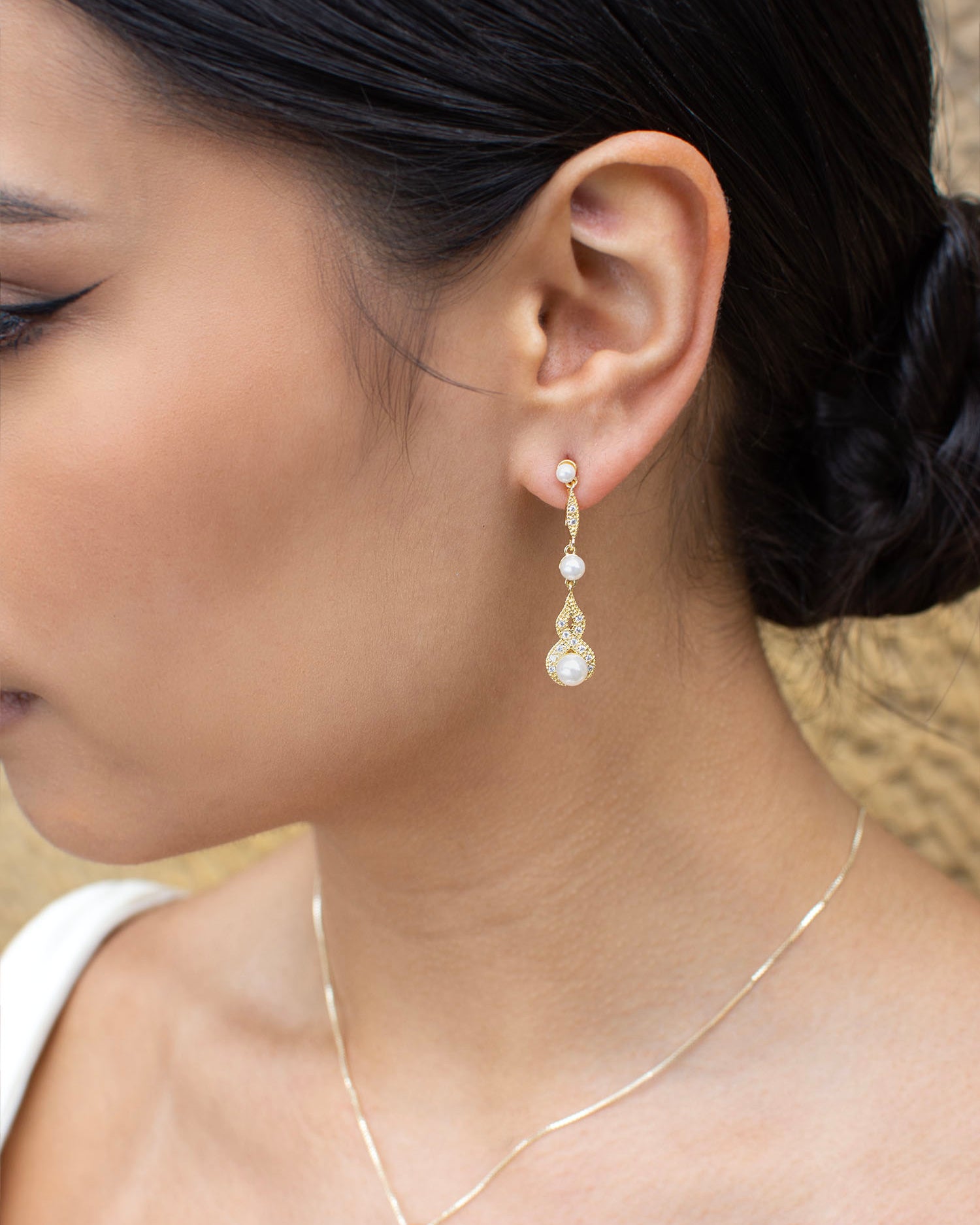Lorelai Gold necklace and earring set — alternate view 3