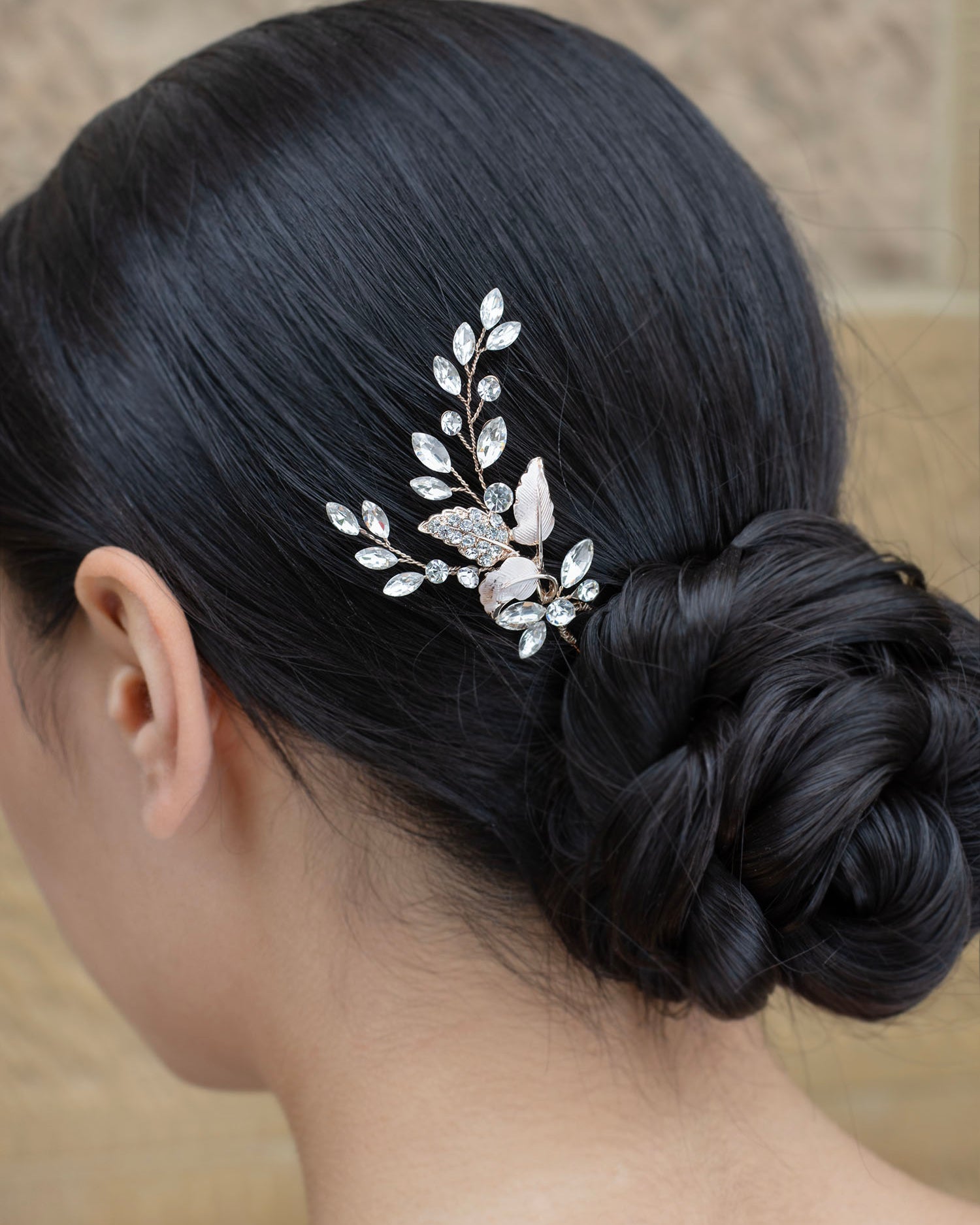 Lyra rose gold bridal hair pin — alternate view 2