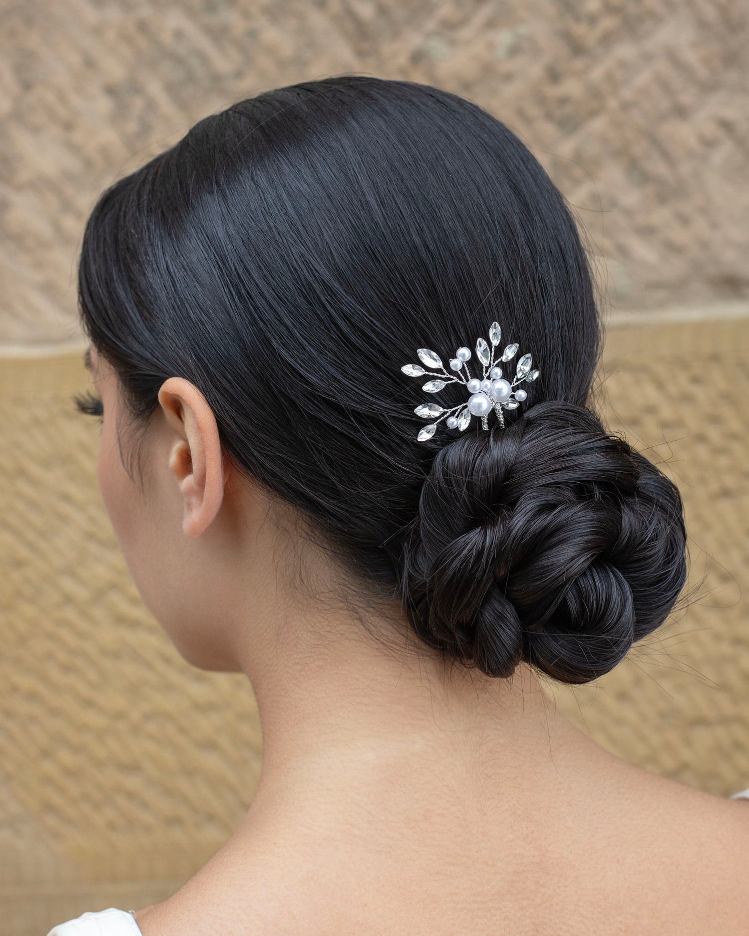 Talia silver bridal hair pin — alternate view 2