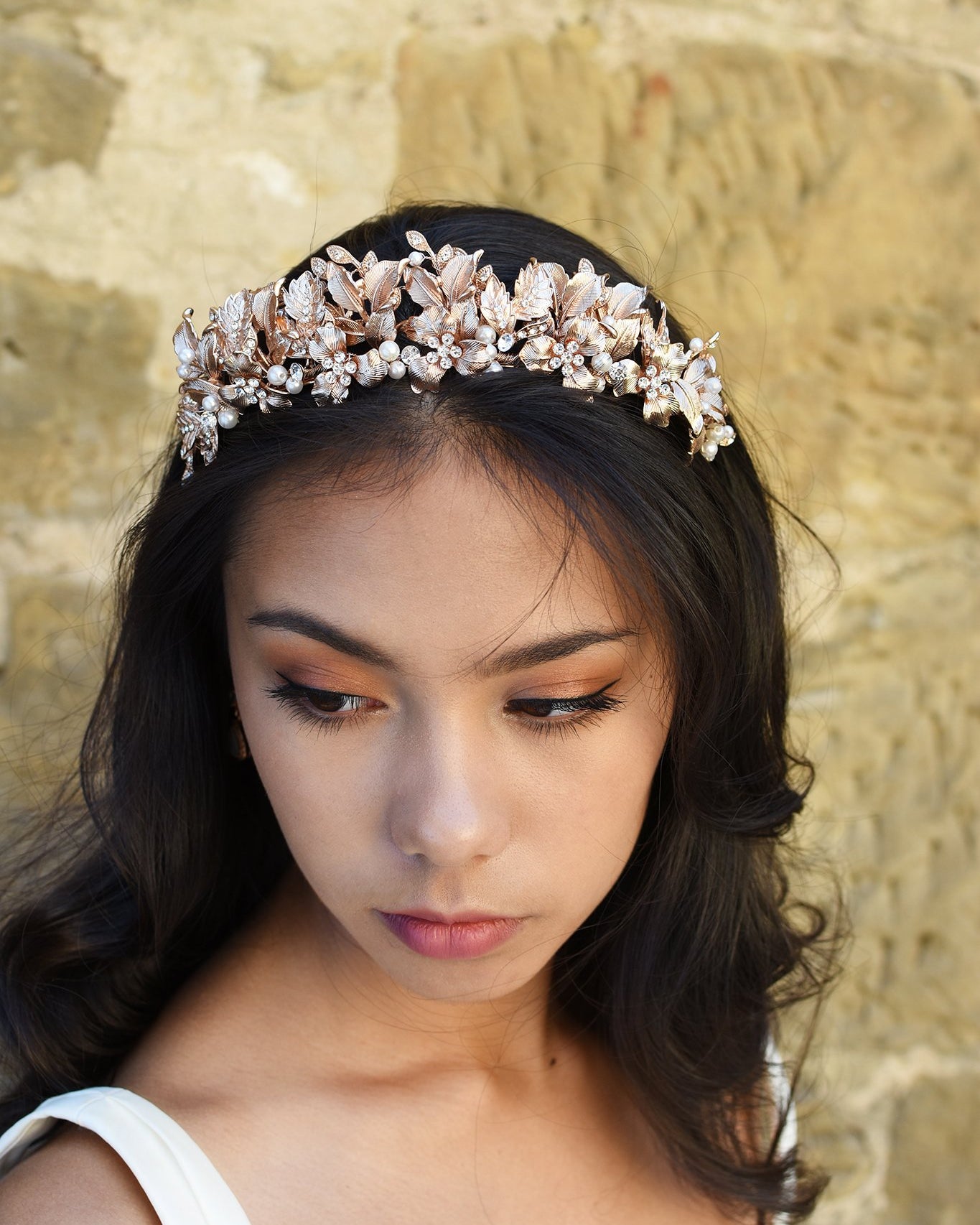 Hannah rose gold bridal crown by Windsor Bridal Jewellery