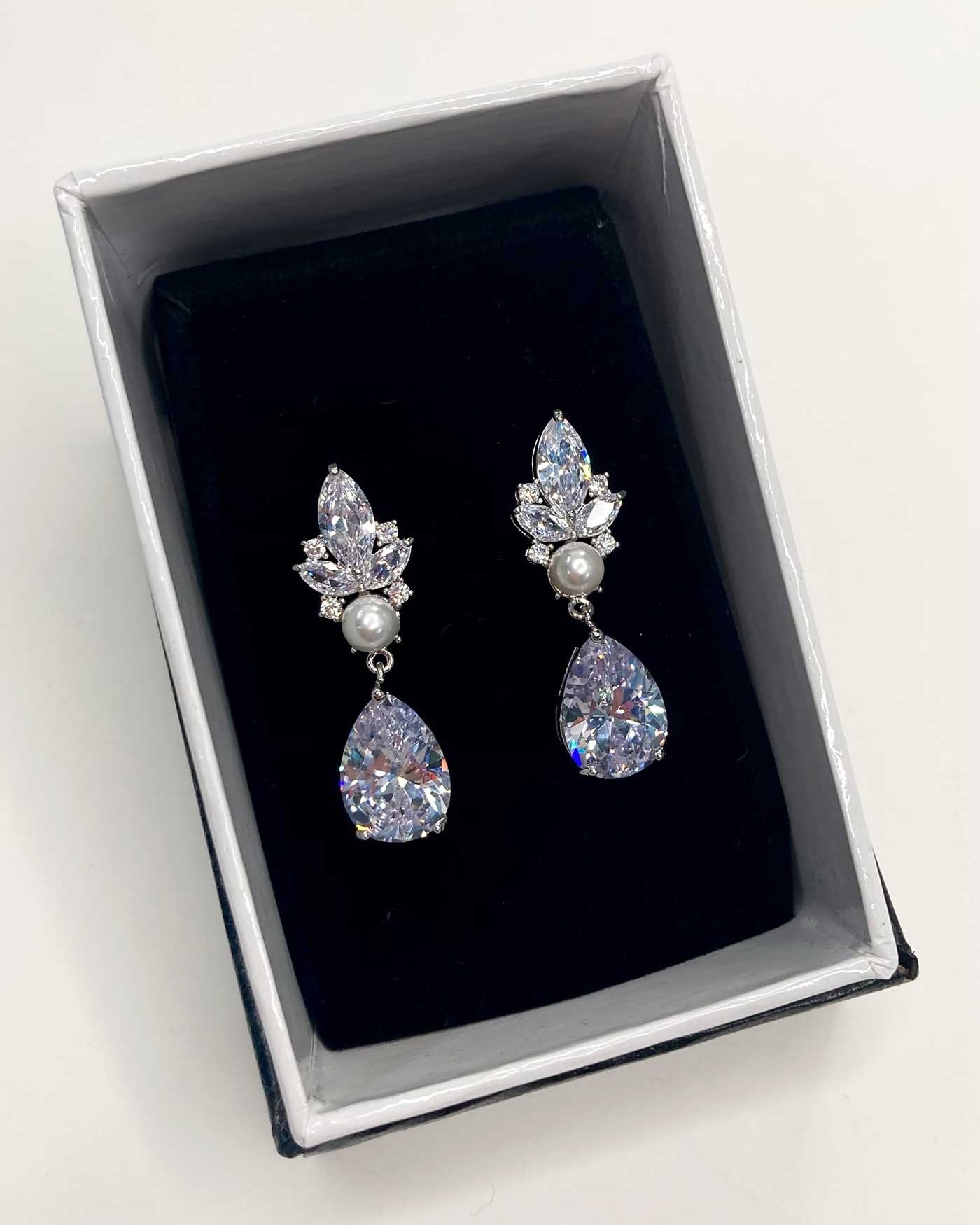 Elsa Silver bridal earrings — alternate view 2