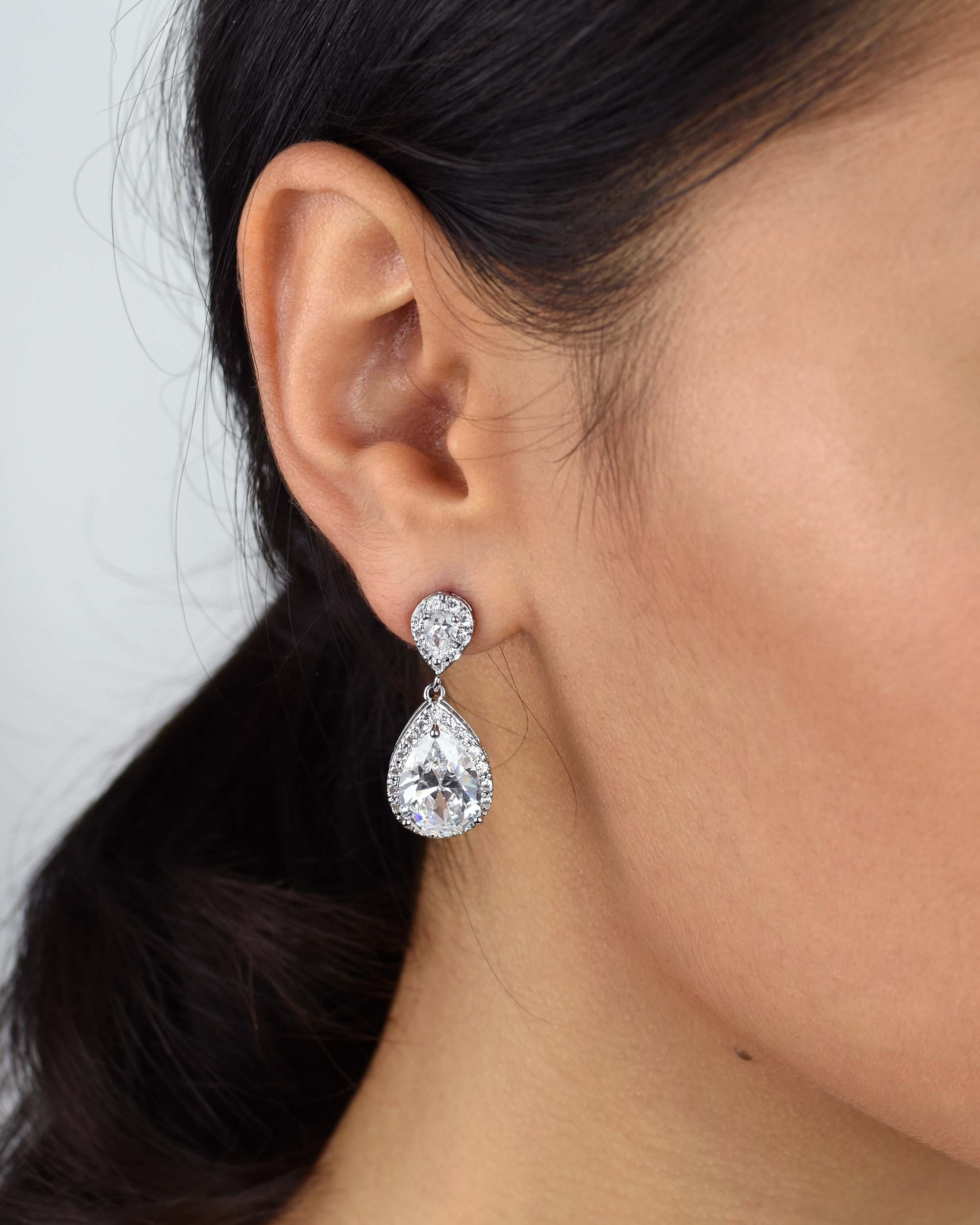 Tiana Silver bridal earrings — alternate view 2