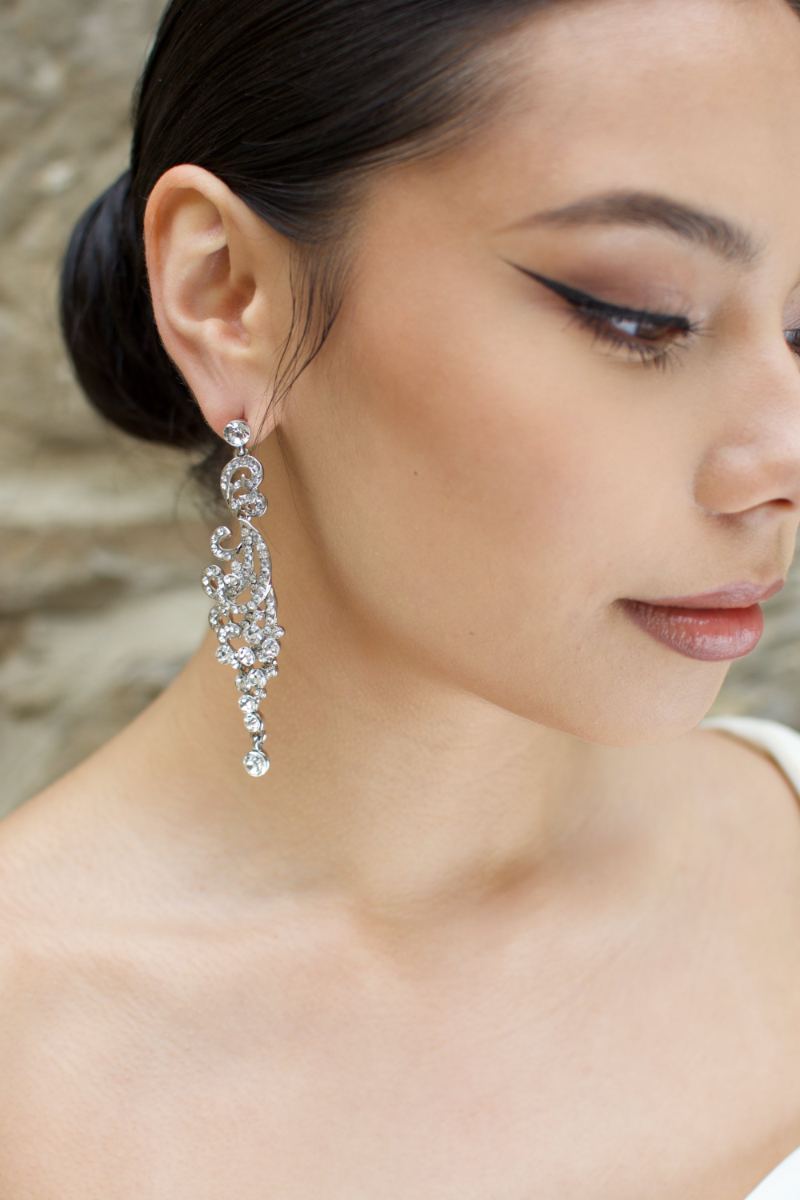Melania Bridal Earrings in silver by Windsor Bridal Jewellery