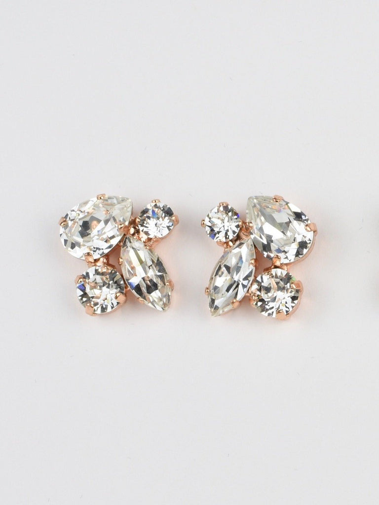Swarovski Bridal Earring in Rose Gold with clear stones in a cluster