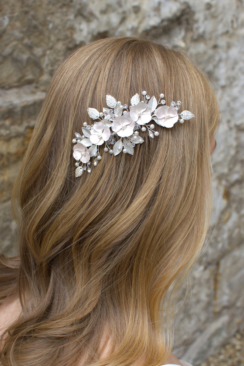 Ava Blush Hand Painted Flower Side Comb – Windsor Bridal Jewellery ...